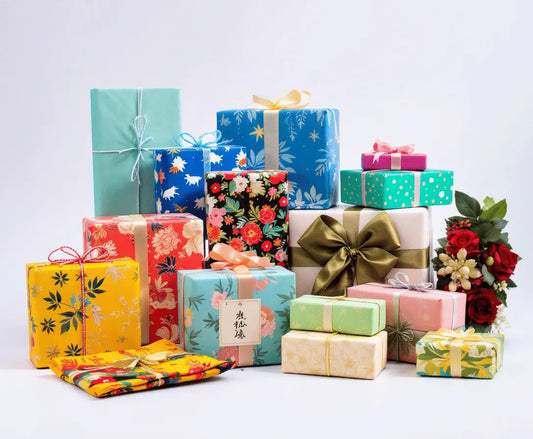 Diverse collection of wrapped gifts from different cultures