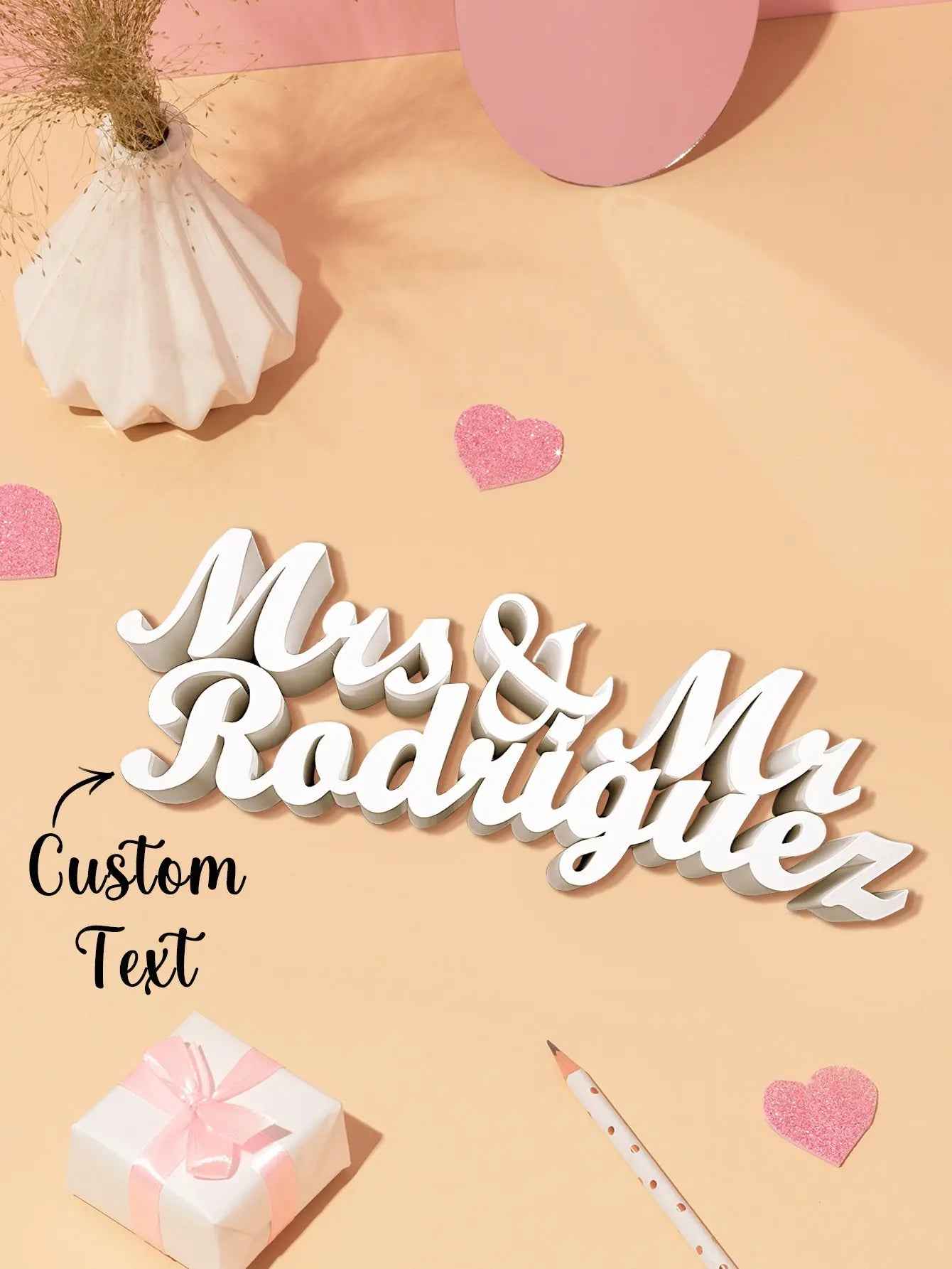3D Printed Personalised Last Name Sign - Custom Wedding Tabletop Decor