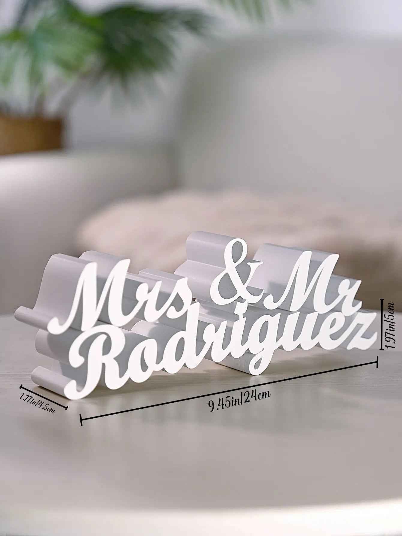3D Printed Personalised Last Name Sign - Custom Wedding Tabletop Decor