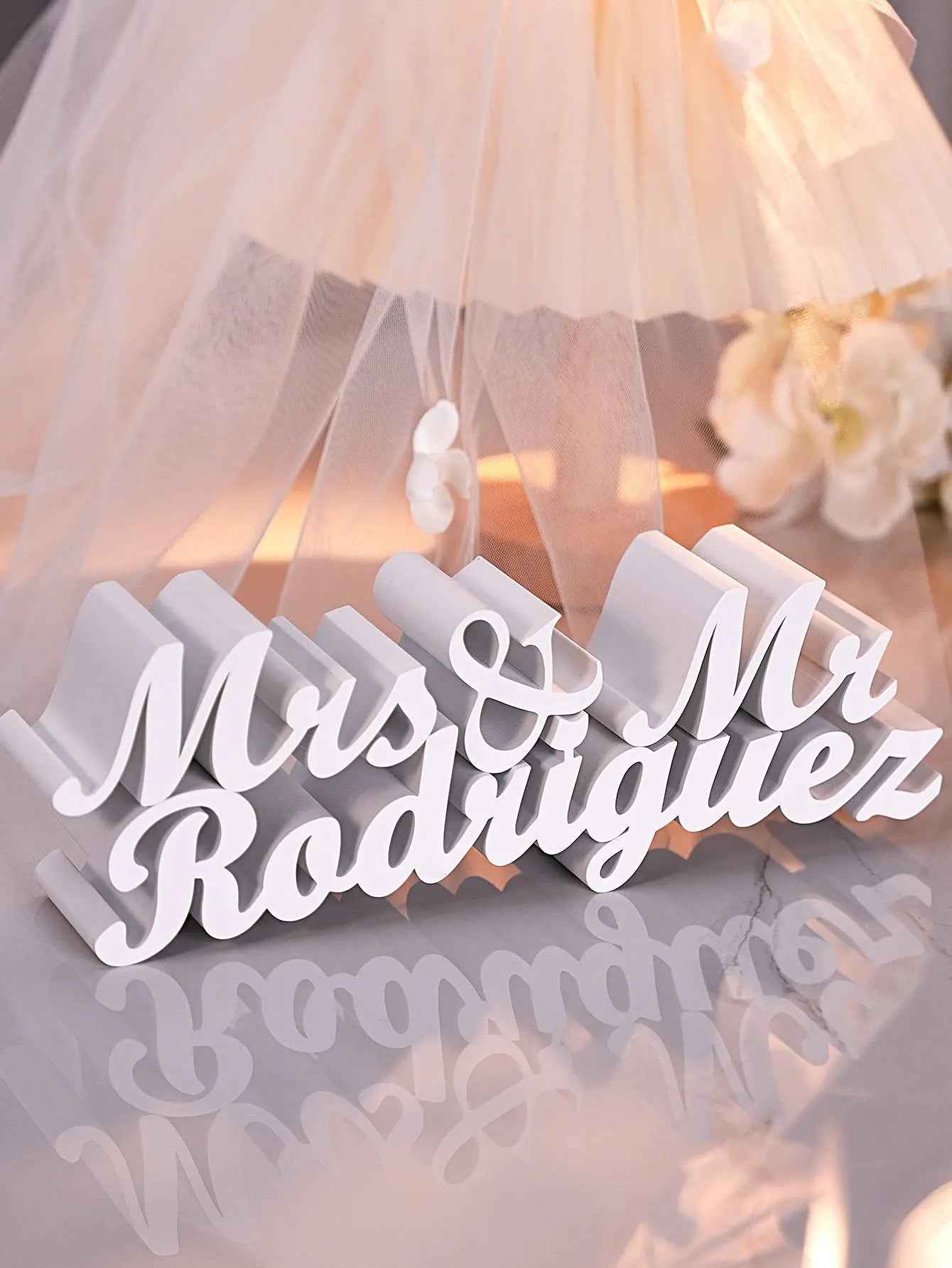 3D Printed Personalised Last Name Sign - Custom Wedding Tabletop Decor
