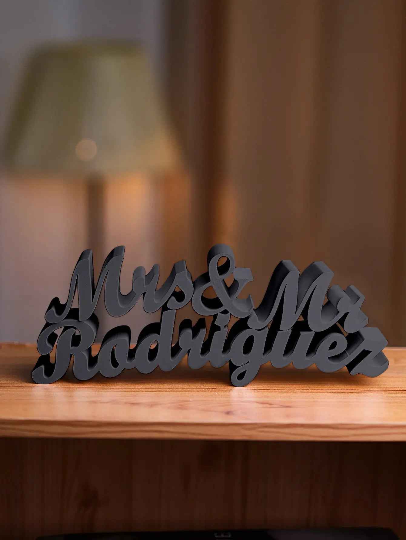 3D Printed Personalised Last Name Sign - Custom Wedding Tabletop Decor