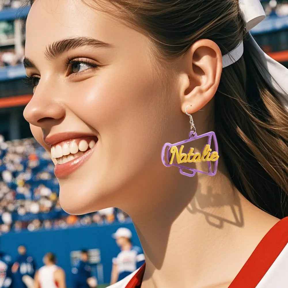 Custom 3D Printed Megaphone Earrings - Personalised Name Jewellery Gift - Customised Earrings