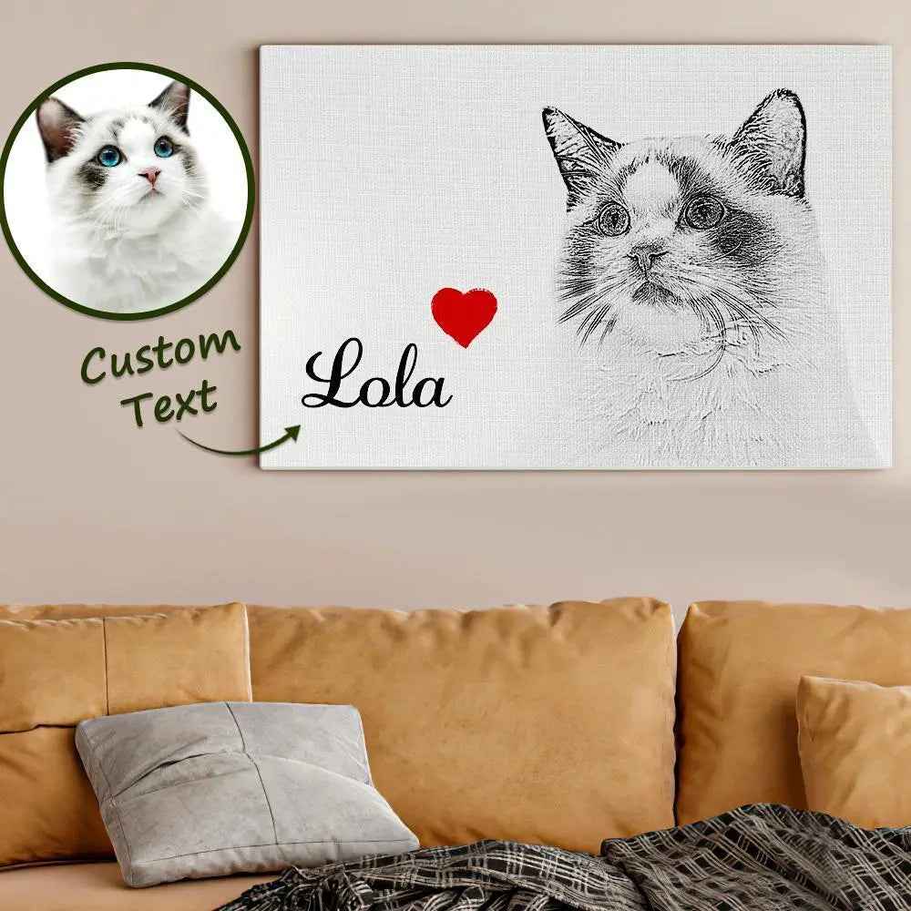 Custom Pet Portrait Painting - Canvas Paint Sketch - Available in 3 Sizes