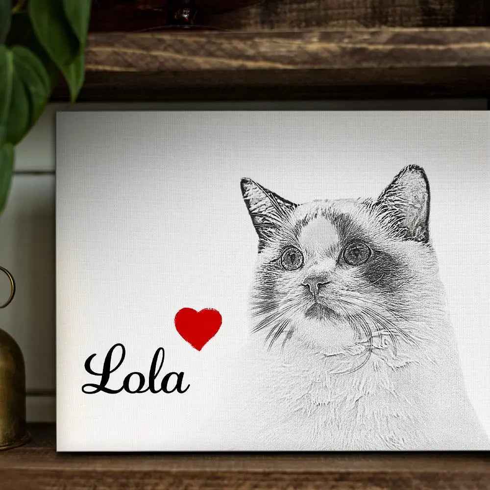 Custom Pet Portrait Painting - Canvas Paint Sketch - Available in 3 Sizes