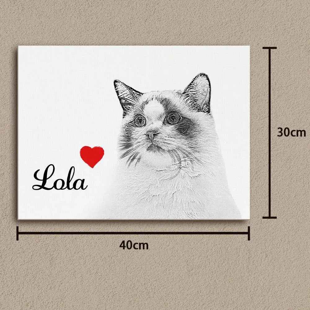 Custom Pet Portrait Painting - Canvas Paint Sketch - Available in 3 Sizes