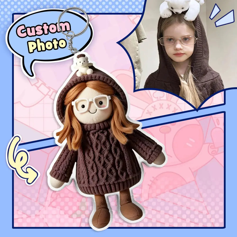Custom Mini Me Plush Keychain, Personalised Plush Doll Keychain, Custom Photo Keychain Gift, Soft Keychain Charm, Pet Keychain, Mini Me Keepsake, Unique Gift For Couples, Kids Photo Plush Keychain, Quirky Gifts, Custom Bag Charm, Mini Me Plush Keyring, Kids Photo Plush Keyring