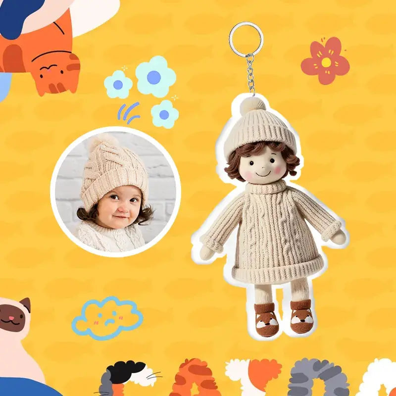 Custom Mini Me Plush Keychain, Personalised Plush Doll Keychain, Custom Photo Keychain Gift, Soft Keychain Charm, Pet Keychain, Mini Me Keepsake, Unique Gift For Couples, Kids Photo Plush Keychain, Quirky Gifts, Custom Bag Charm, Mini Me Plush Keyring, Kids Photo Plush Keyring