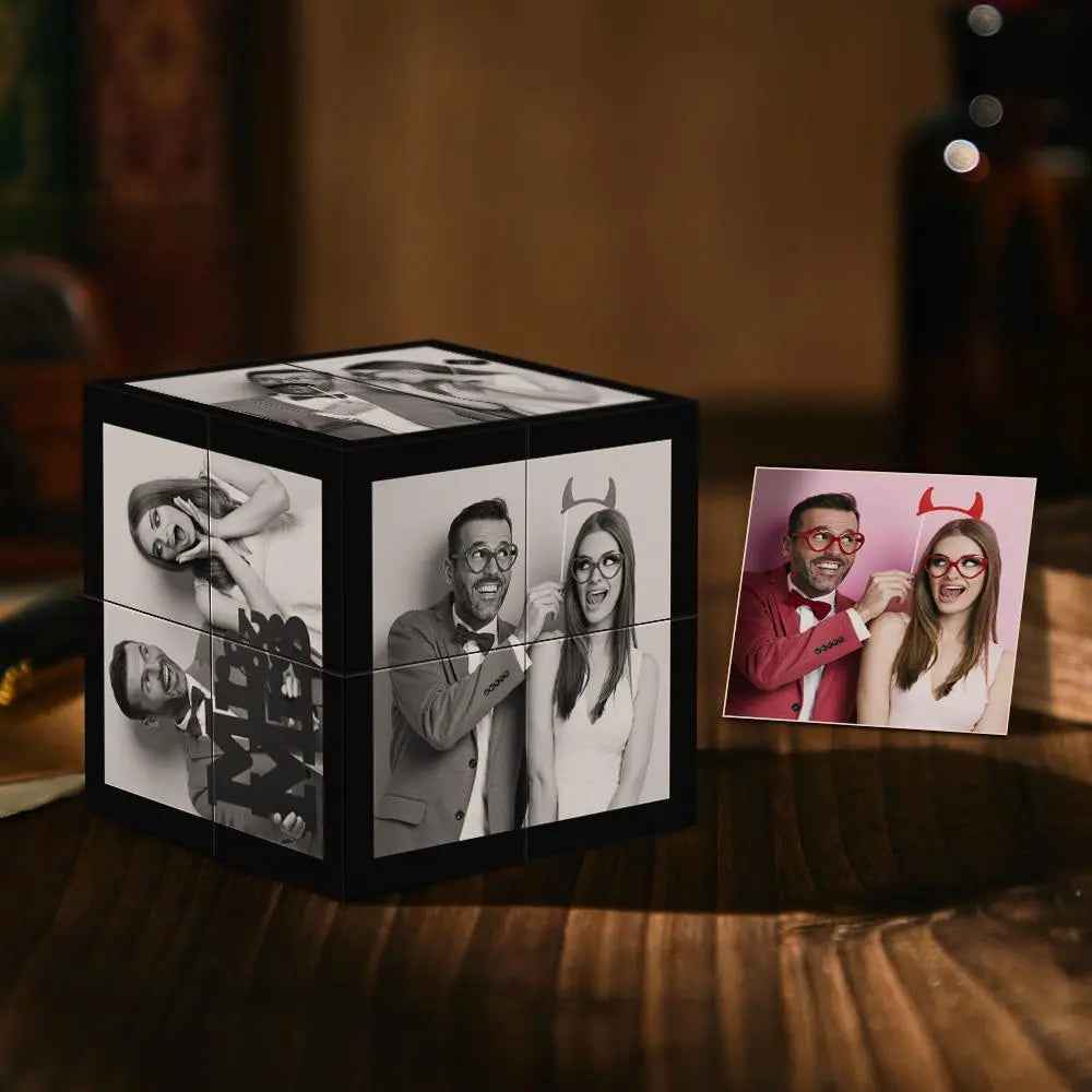 Custom Multi Photo Magic Cube - Personalised Black Filter Cube Gift
