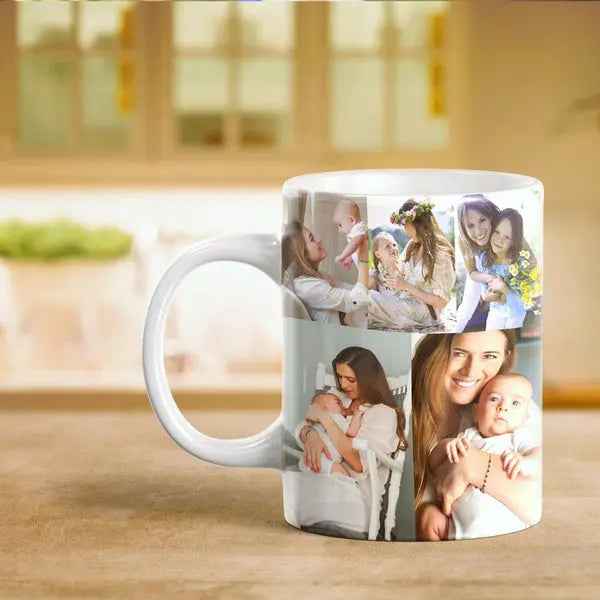 Custom Photo Collage Mug - Personalised Ceramic Coffee Mug with 10 Photos - Unique Gift