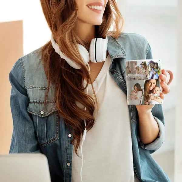 Custom Photo Collage Mug - Personalised Ceramic Coffee Mug with 10 Photos - Unique Gift