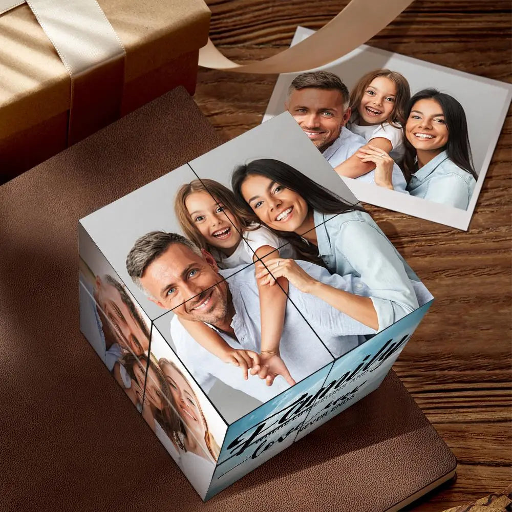 Custom Photo Cube Photo Frame | Unique Multi-Photo Gift | Interactive Memory Display | Personalised Family Photo Cube