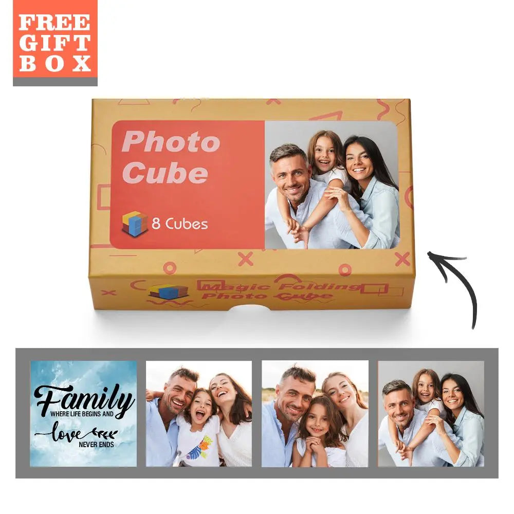 Custom Photo Cube Photo Frame | Unique Multi-Photo Gift | Interactive Memory Display | Personalised Family Photo Cube