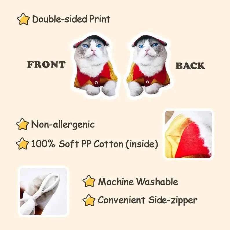 Custom Picture Pillow - Personalised Cat/Dog/Face Shaped Home Decor - Unique Gifts