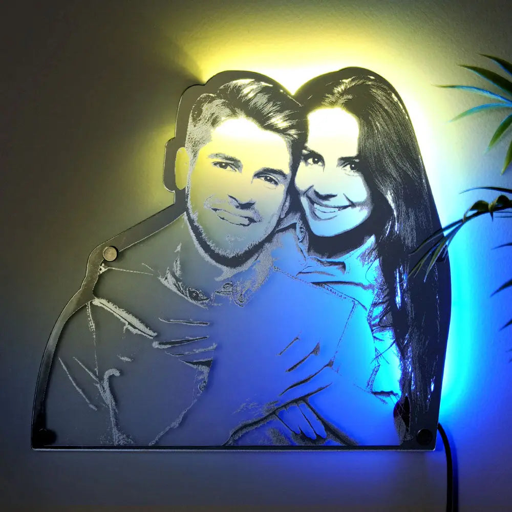 Personalised Portrait Mirror Light, Custom Light-Up Wall Decor, Unique Acrylic Mirror Wall Light, Customised Portrait Wall Art, LED Mirror Light Gift for Home, Custom Acrylic Engraved Mirror Light, Personalised Wall Decor with Lighting, Stylish Custom Portrait Light, Personalised portrait mirror light for weddings, Custom LED wall decor gift for anniversaries