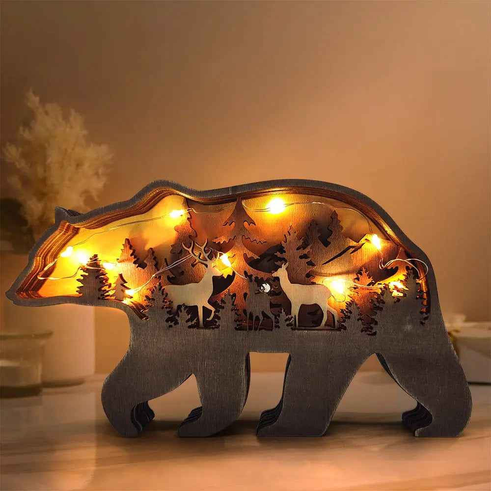 Custom Wooden Animal Statue Silhouette - Multi-layer Animal Decor Ornament for Home