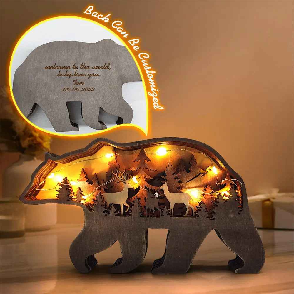 Custom Wooden Animal Statue Silhouette - Multi-layer Animal Decor Ornament for Home