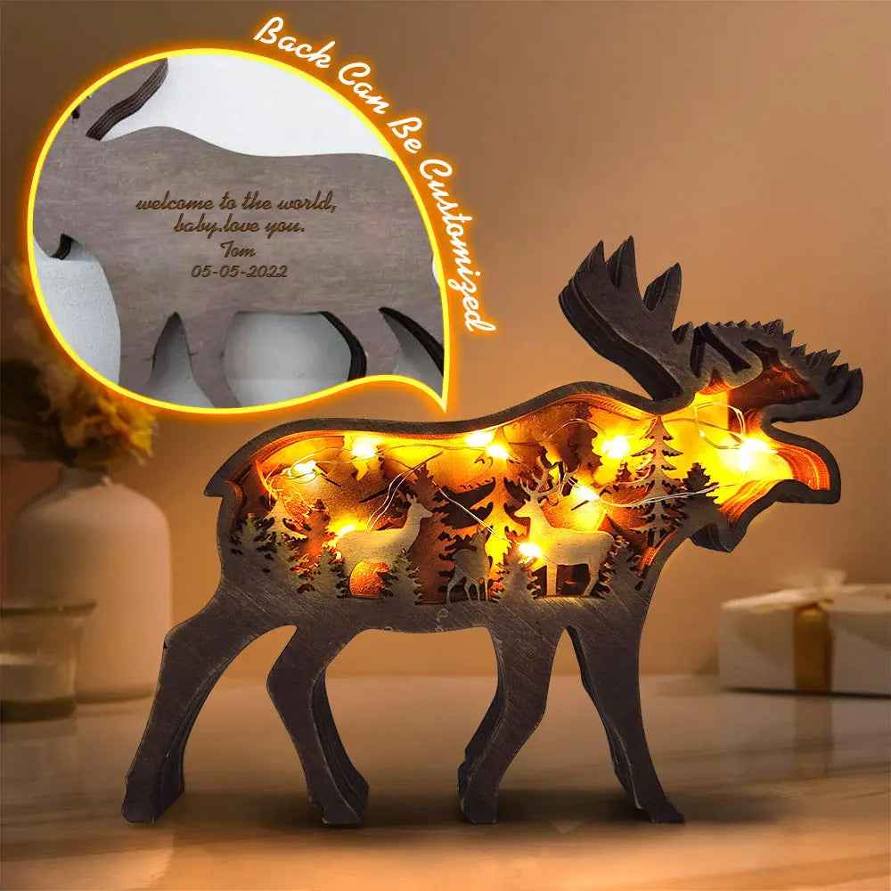Custom Wooden Animal Statue Silhouette - Multi-layer Animal Decor Ornament for Home