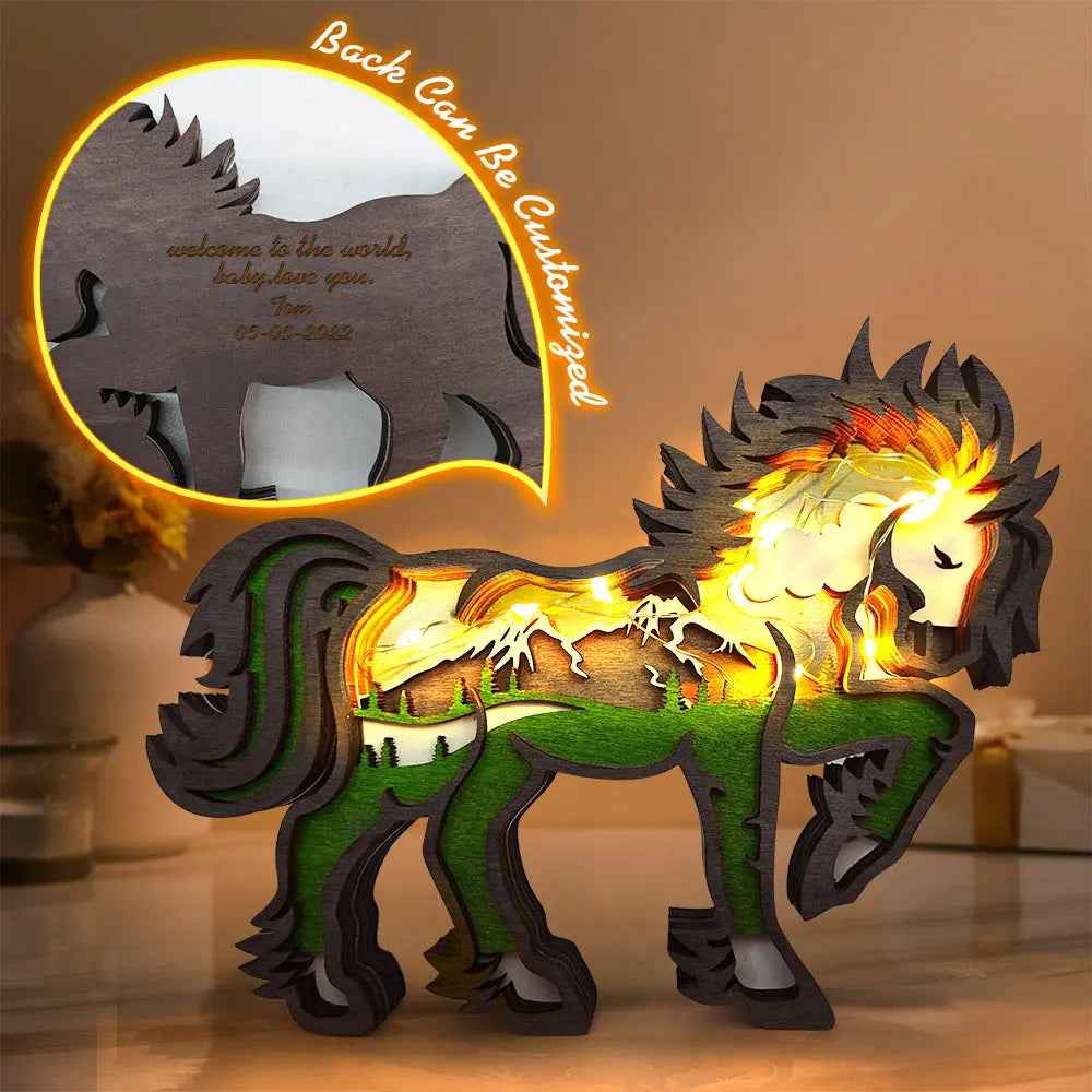 Custom Wooden Animal Statue Silhouette - Multi-layer Animal Decor Ornament for Home