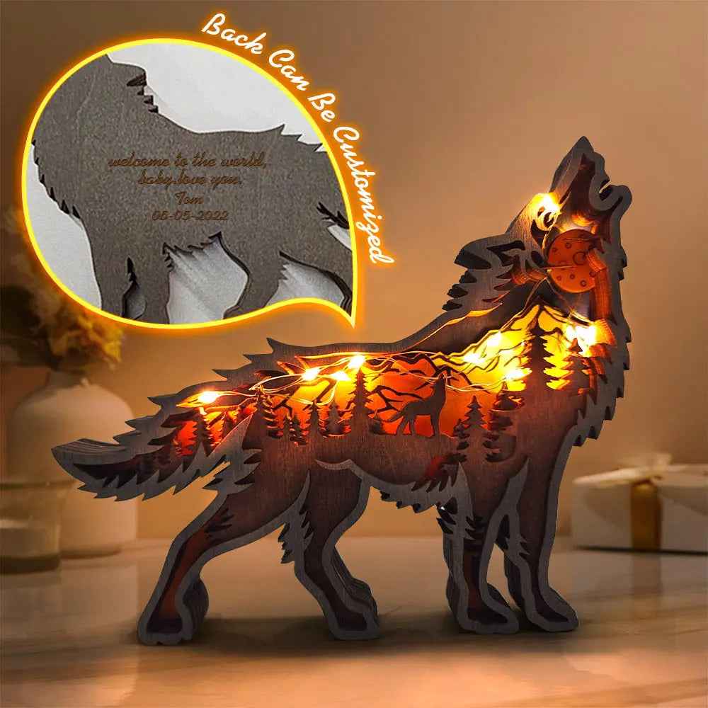 Custom Wooden Animal Statue Silhouette - Multi-layer Animal Decor Ornament for Home