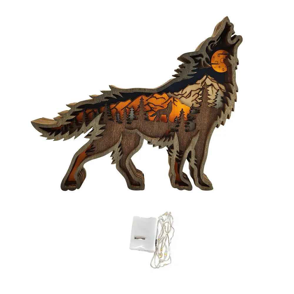 Custom Wooden Animal Statue Silhouette - Multi-layer Animal Decor Ornament for Home