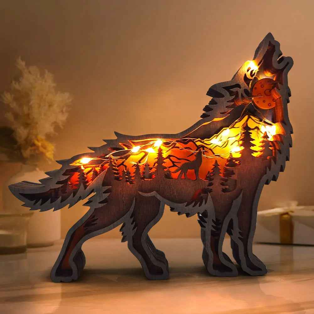 Custom Wooden Animal Statue Silhouette - Multi-layer Animal Decor Ornament for Home