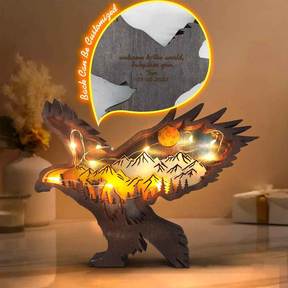 Custom Wooden Animal Statue Silhouette - Multi-layer Animal Decor Ornament for Home