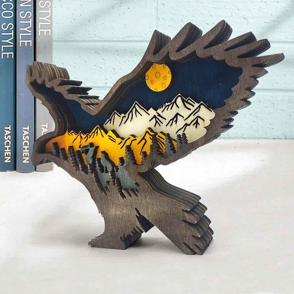 Custom Wooden Animal Statue Silhouette - Multi-layer Animal Decor Ornament for Home