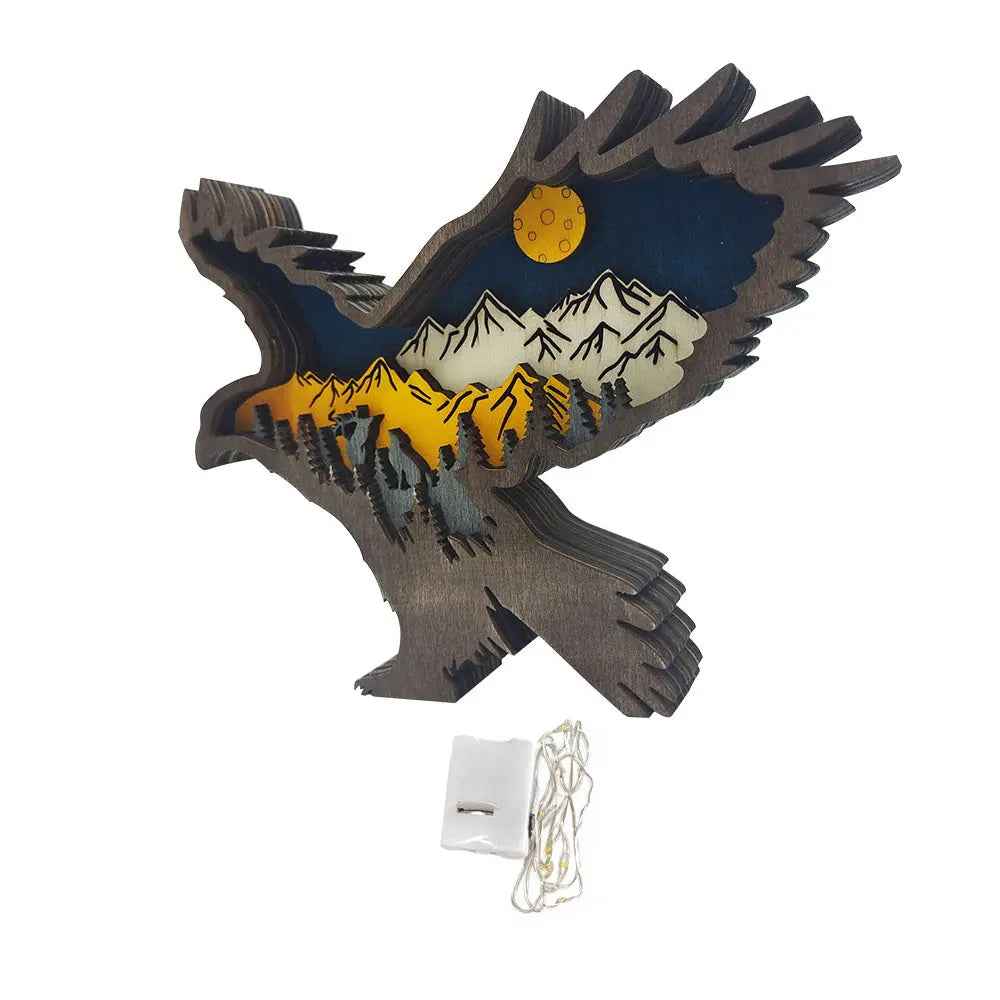 Custom Wooden Animal Statue Silhouette - Multi-layer Animal Decor Ornament for Home