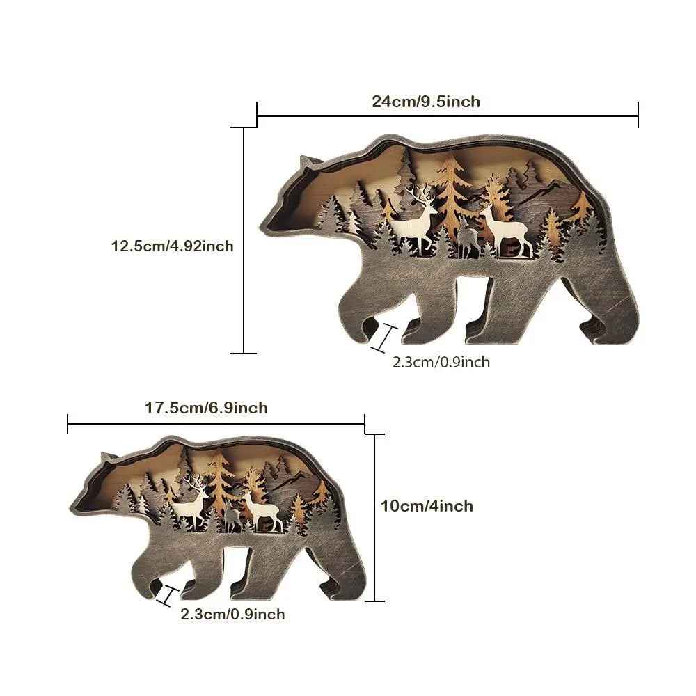 Custom Wooden Animal Statue Silhouette - Multi-layer Animal Decor Ornament for Home