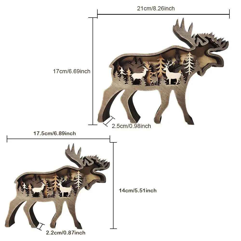 Custom Wooden Animal Statue Silhouette - Multi-layer Animal Decor Ornament for Home