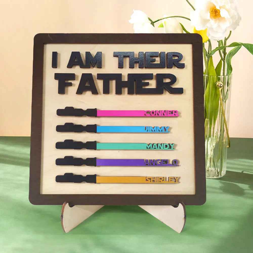 Custom Wooden Lightsaber Plaque - Personalised I Am Their Father Sign - Gifts for Dad
