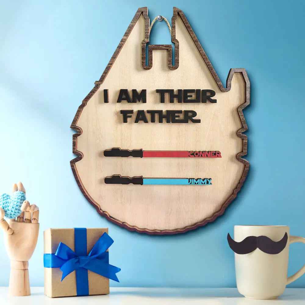 Custom 'I Am Their Father' Lightsaber Plaque - Personalised Wooden Sign - Customised Gifts