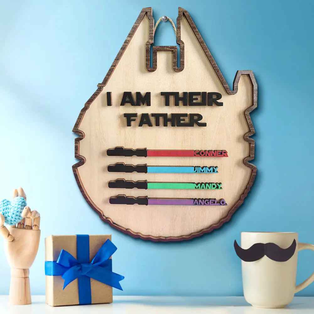 Custom 'I Am Their Father' Lightsaber Plaque - Personalised Wooden Sign - Customised Gifts