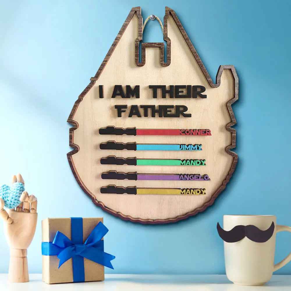 Custom 'I Am Their Father' Lightsaber Plaque - Personalised Wooden Sign - Customised Gifts