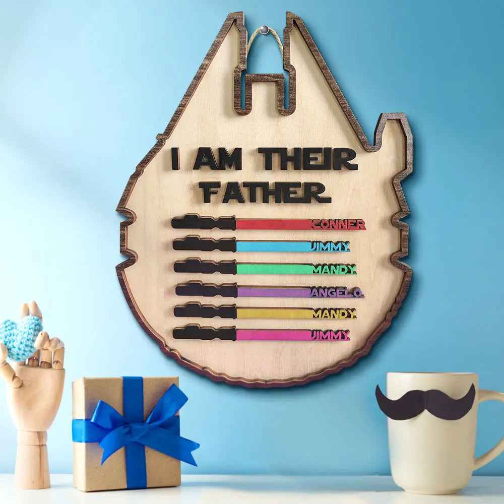 Custom 'I Am Their Father' Lightsaber Plaque - Personalised Wooden Sign - Customised Gifts