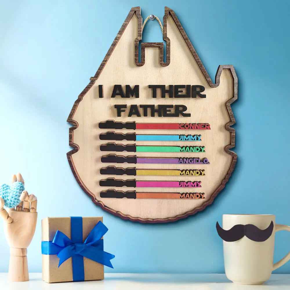 Custom 'I Am Their Father' Lightsaber Plaque - Personalised Wooden Sign - Customised Gifts
