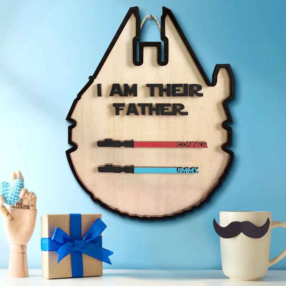 Custom 'I Am Their Father' Lightsaber Plaque - Personalised Wooden Sign - Customised Gifts