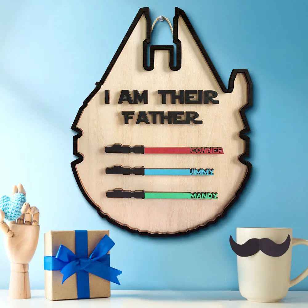 Custom 'I Am Their Father' Lightsaber Plaque - Personalised Wooden Sign - Customised Gifts