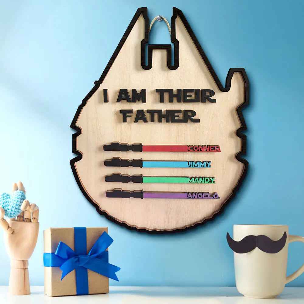 Custom 'I Am Their Father' Lightsaber Plaque - Personalised Wooden Sign - Customised Gifts