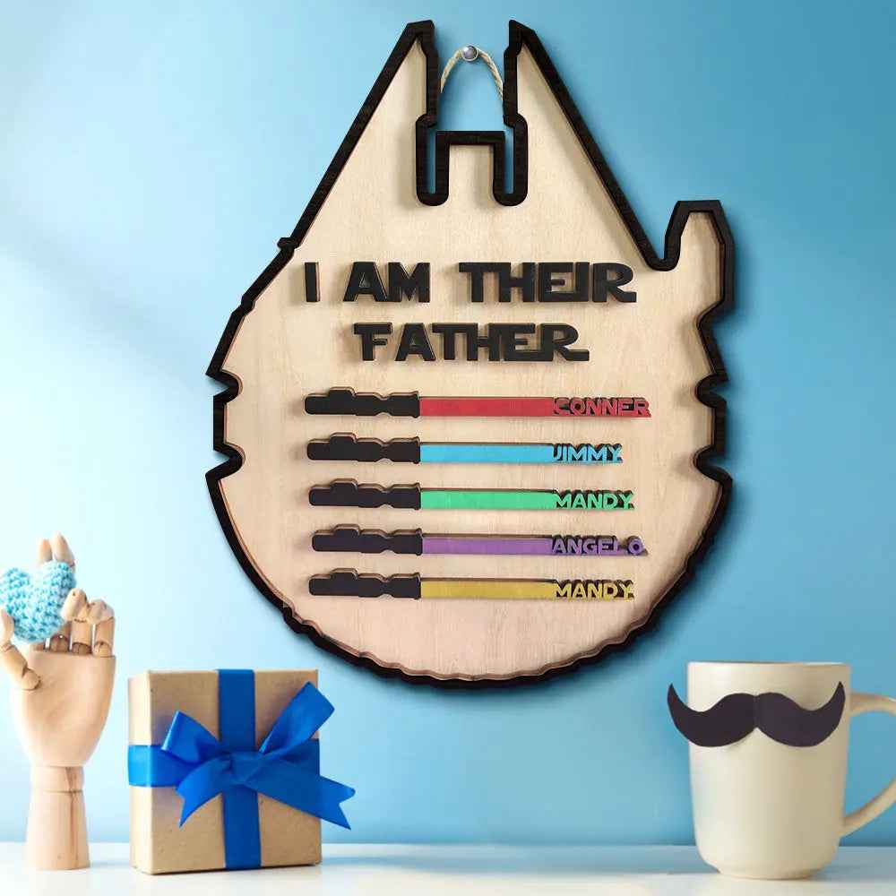 Custom 'I Am Their Father' Lightsaber Plaque - Personalised Wooden Sign - Customised Gifts