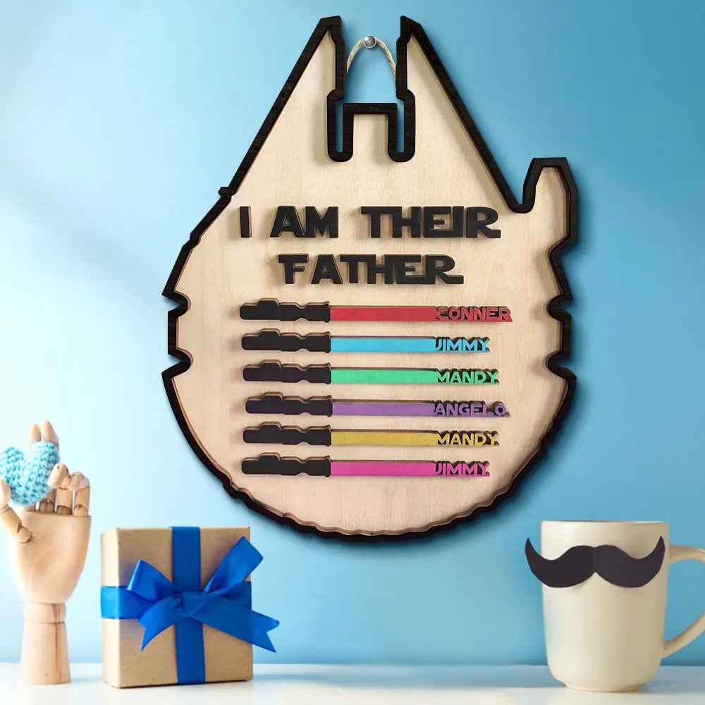 Custom 'I Am Their Father' Lightsaber Plaque - Personalised Wooden Sign - Customised Gifts
