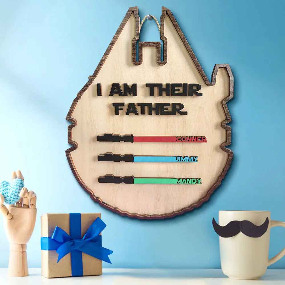 Custom 'I Am Their Father' Lightsaber Plaque - Personalised Wooden Sign - Customised Gifts