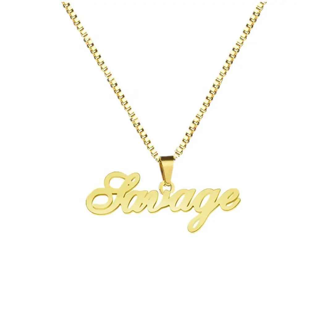Customisable Name Plate Necklace - Stainless Steel Name Pendant - Custom Name Necklace
