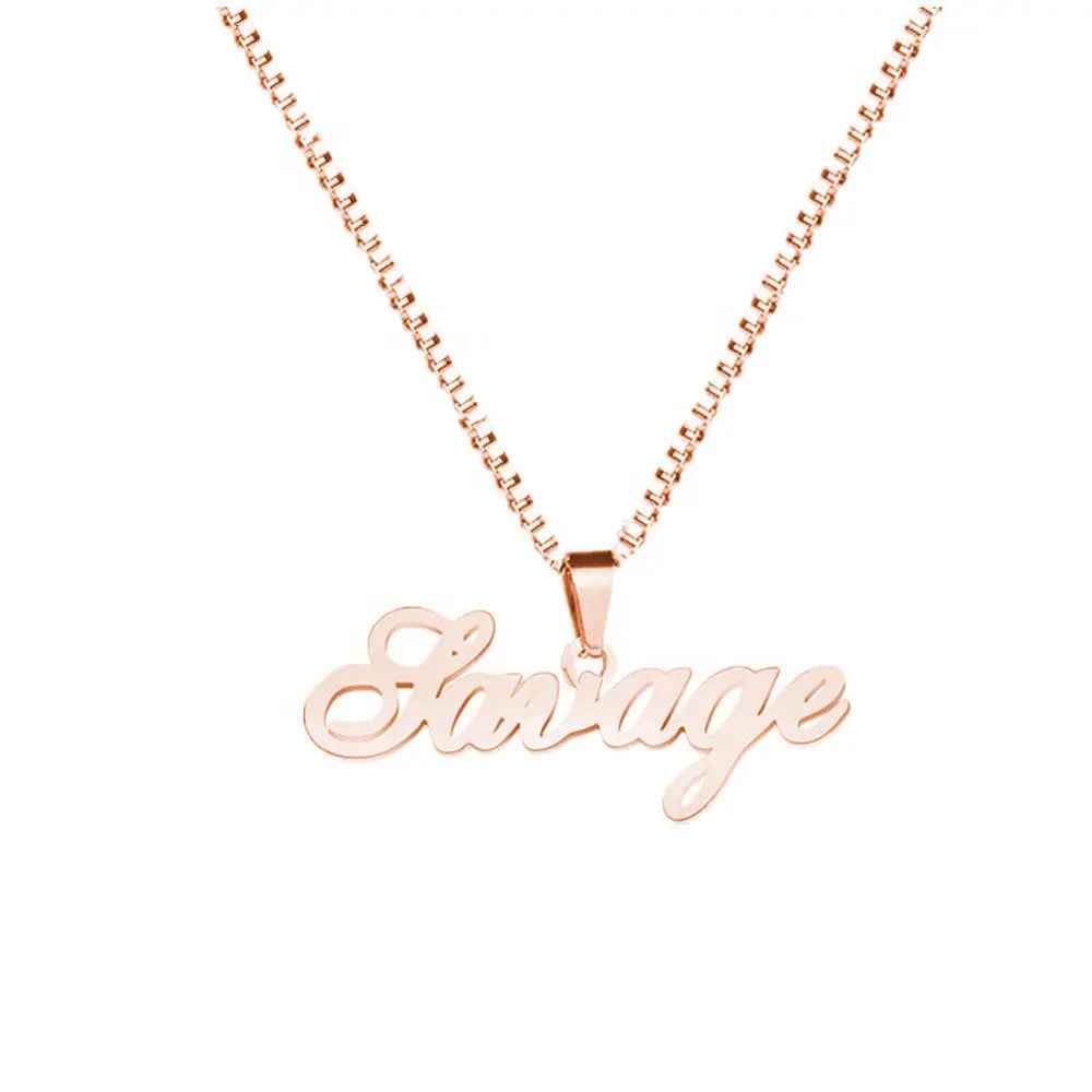 Customisable Name Plate Necklace - Stainless Steel Name Pendant - Custom Name Necklace