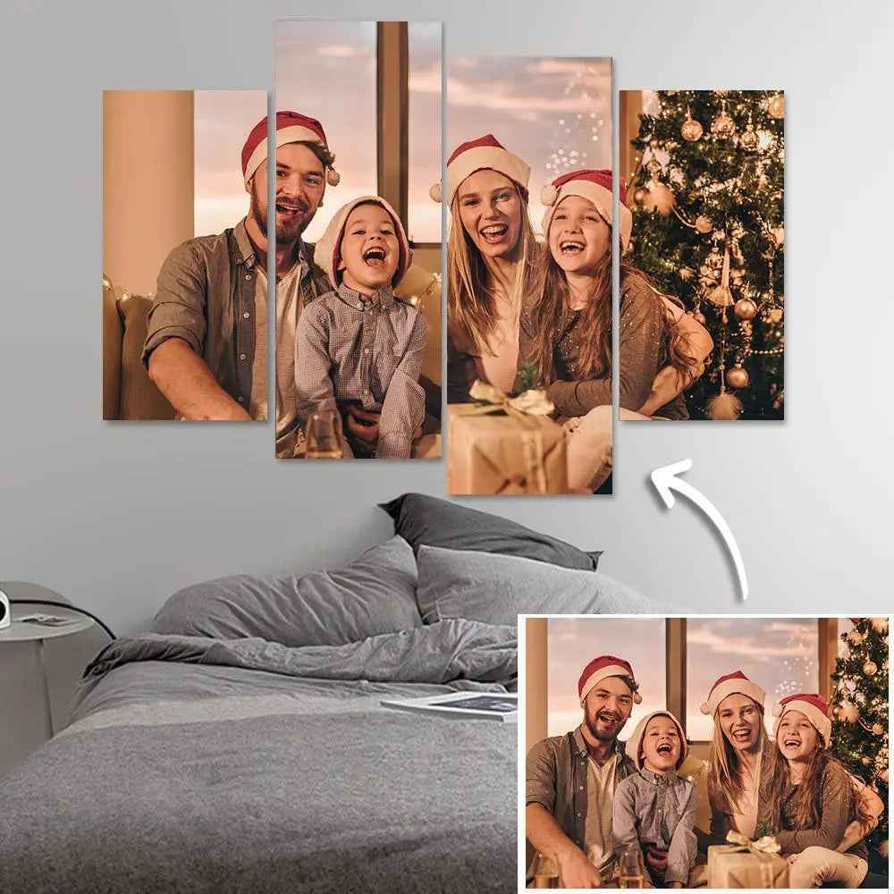Customised 4 Piece Photo Oil Painting Canvas Art Wall Decor Frameless Personalised Art