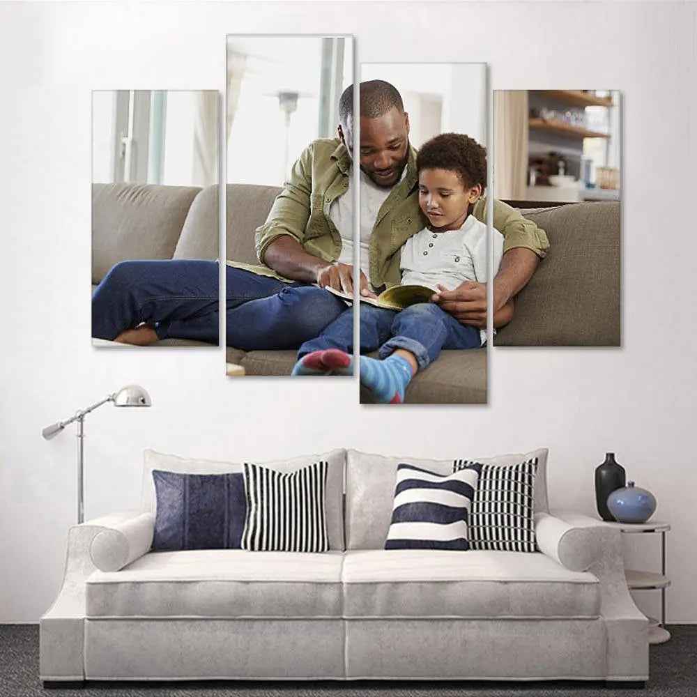 Customised 4 Piece Photo Oil Painting Canvas Art Wall Decor Frameless Personalised Art