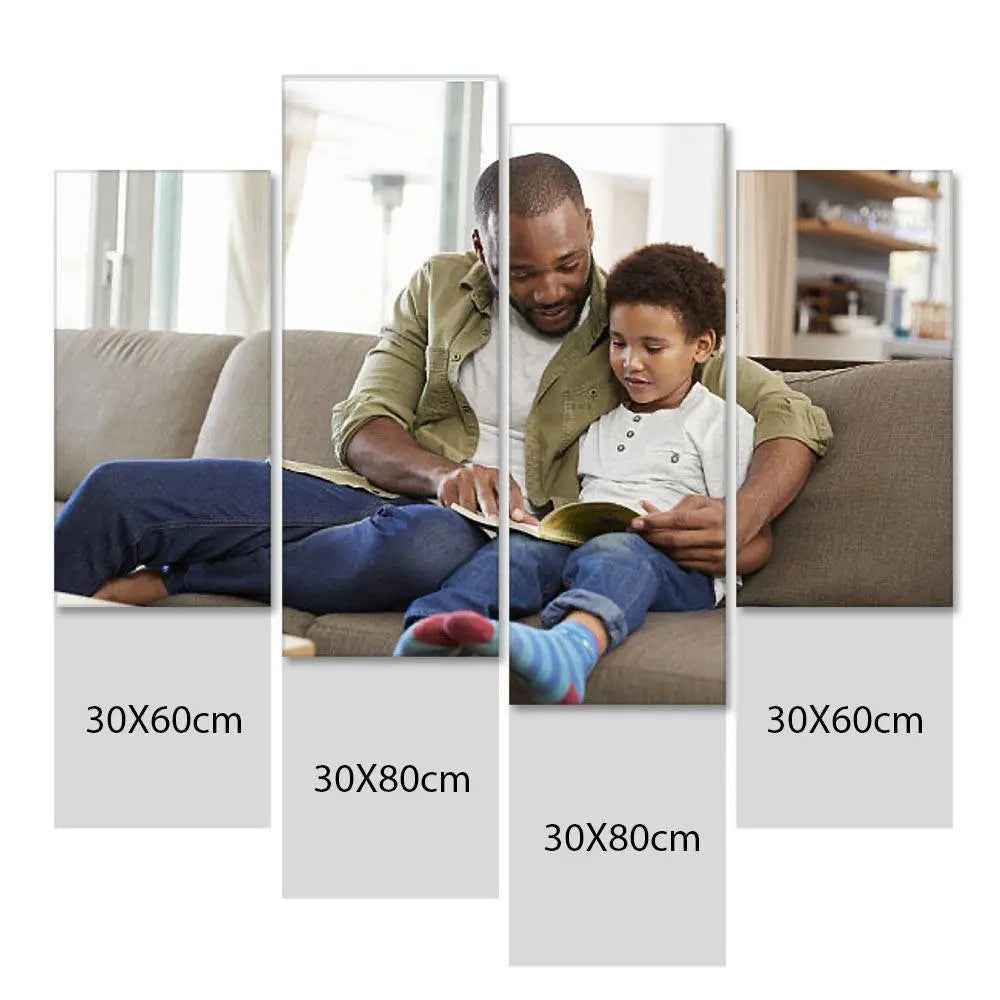 Customised 4 Piece Photo Oil Painting Canvas Art Wall Decor Frameless Personalised Art