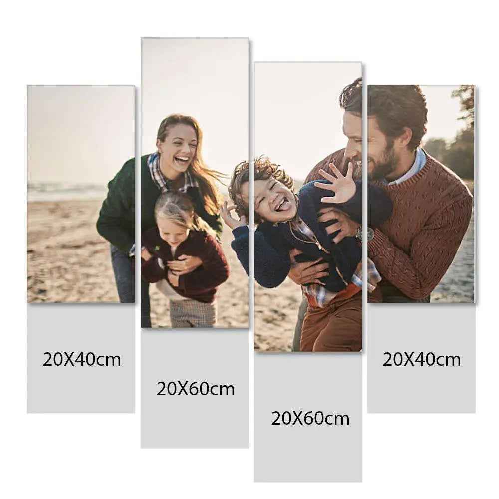Customised 4 Piece Photo Oil Painting Canvas Art Wall Decor Frameless Personalised Art