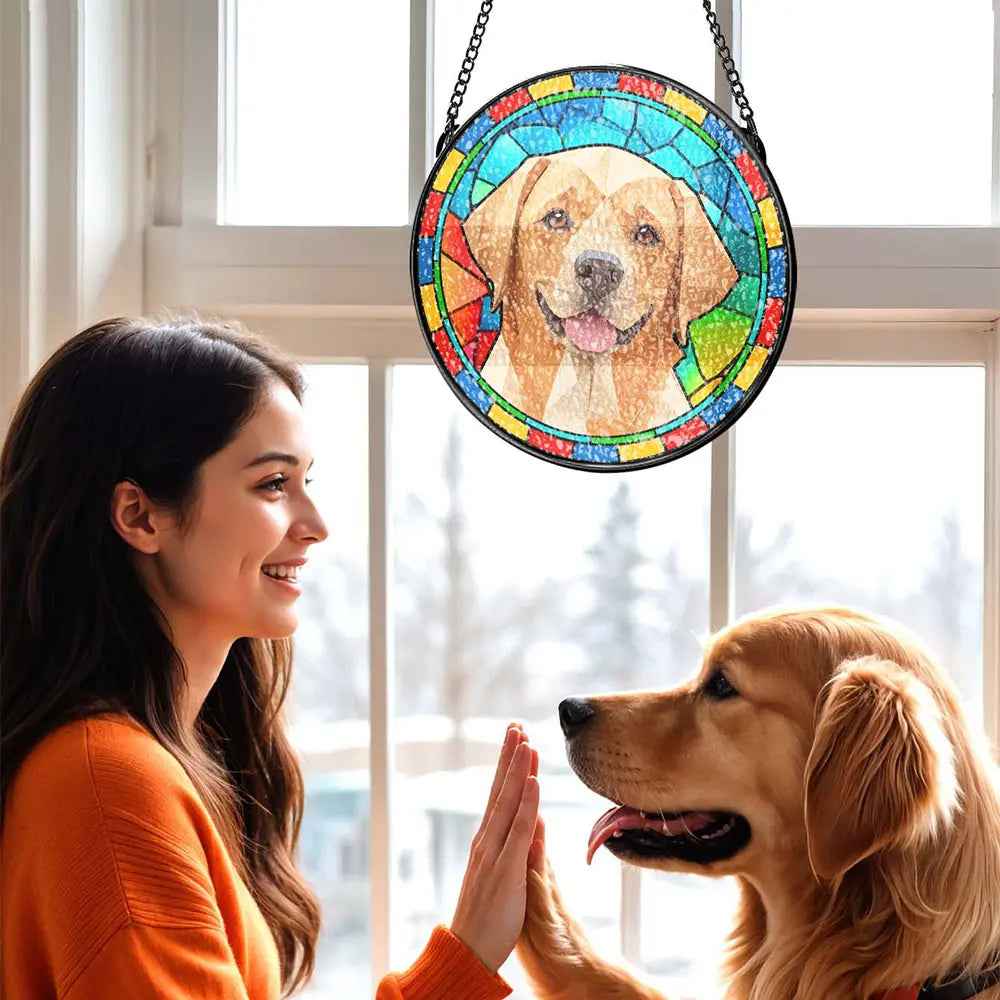 Customised Pet Stained Glass Suncatcher Pet Gift - Personalised Stained Glass Sun Catcher