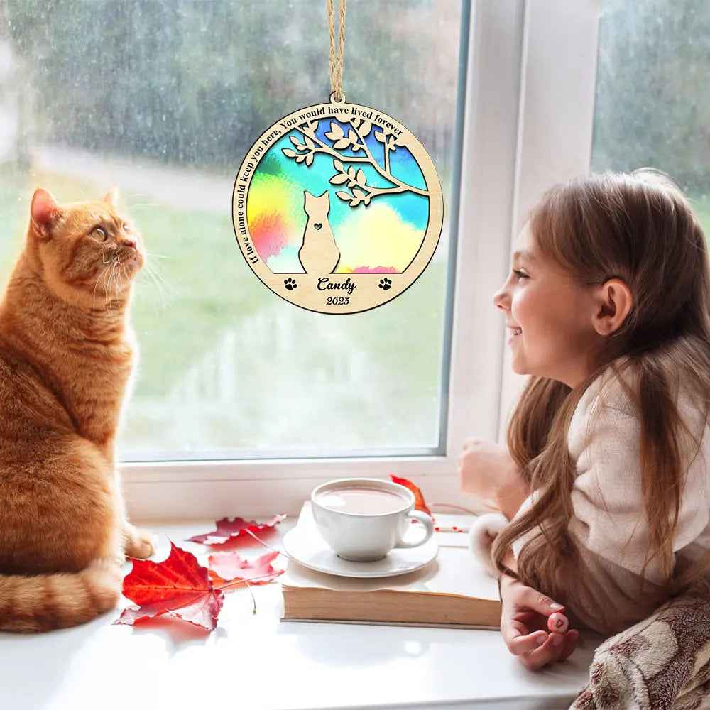 Personalised Cat Memorial Suncatcher - Pet Loss Sympathy Ornament